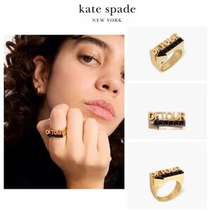 NWT Kate Spade ♠️ NEW YORK MINUTE DETOUR 12-K Gold Plated CZ Crystals Ring